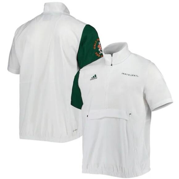 Men's adidas White Miami Hurricanes M STM AEROREADY Half-Zip Jacket - Picture 1 of 11